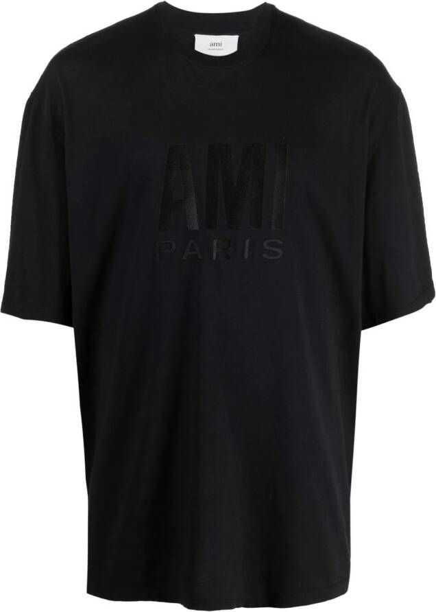 AMI Paris T-shirt met tonaal logo Zwart