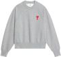 Ami Paris Organisch Katoenen Sweatshirt met Geborduurd Rood Hart Logo Gray Heren - Thumbnail 2