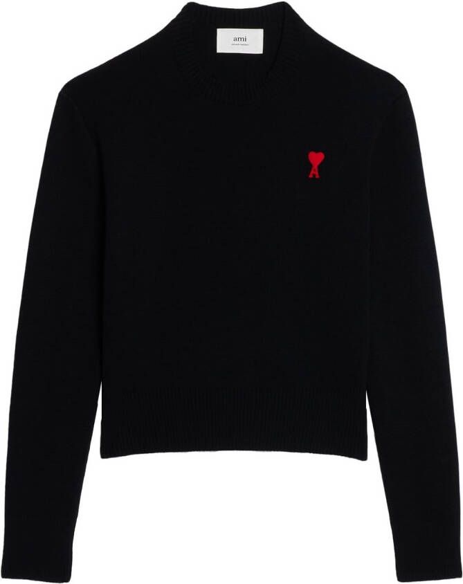 AMI Paris Trui met geborduurd logo Zwart