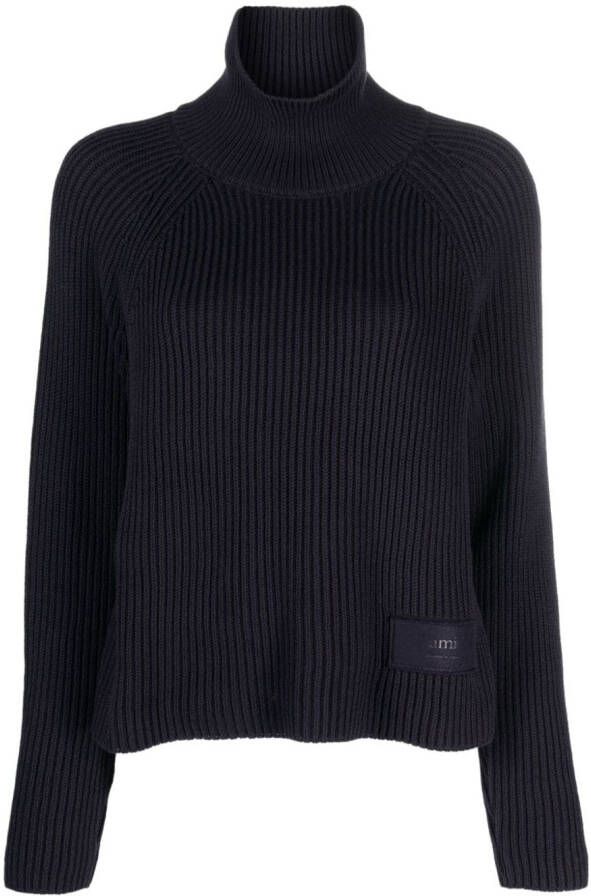 AMI Paris Trui met hoge hals Blauw