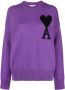 AMI Paris Trui met intarsia logo Paars - Thumbnail 1
