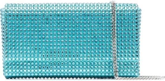 Amina Muaddi Superamini Paloma clutch met kristallen Blauw