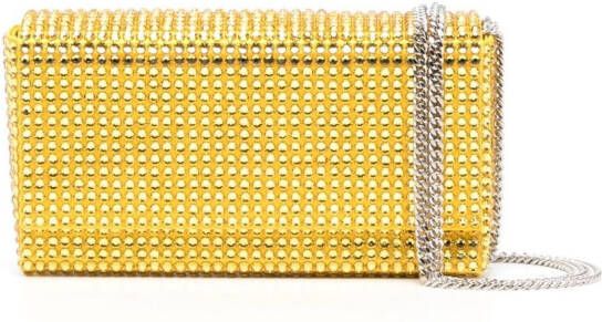 Amina Muaddi Paloma clutch verfraaid met kristallen Geel