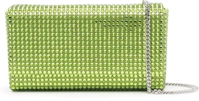 Amina Muaddi Superamini Paloma clutch met kristallen Groen