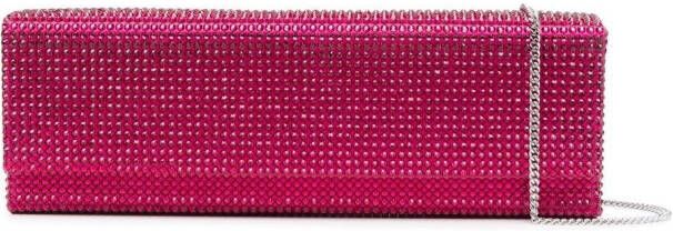 Amina Muaddi Paloma clutch verfraaid met kristallen Roze