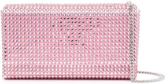 Amina Muaddi Superamini Paloma clutch met kristallen Roze