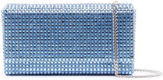 Amina Muaddi Superamini Paloma clutch met kristallen Blauw