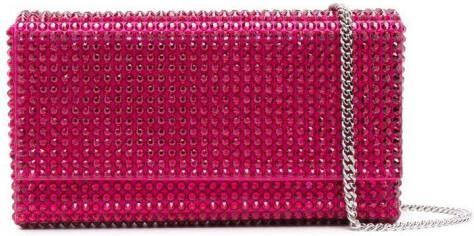 Amina Muaddi Paloma clutch verfraaid met kristallen Roze