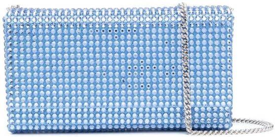 Amina Muaddi Superamini Paloma clutch met kristallen Blauw