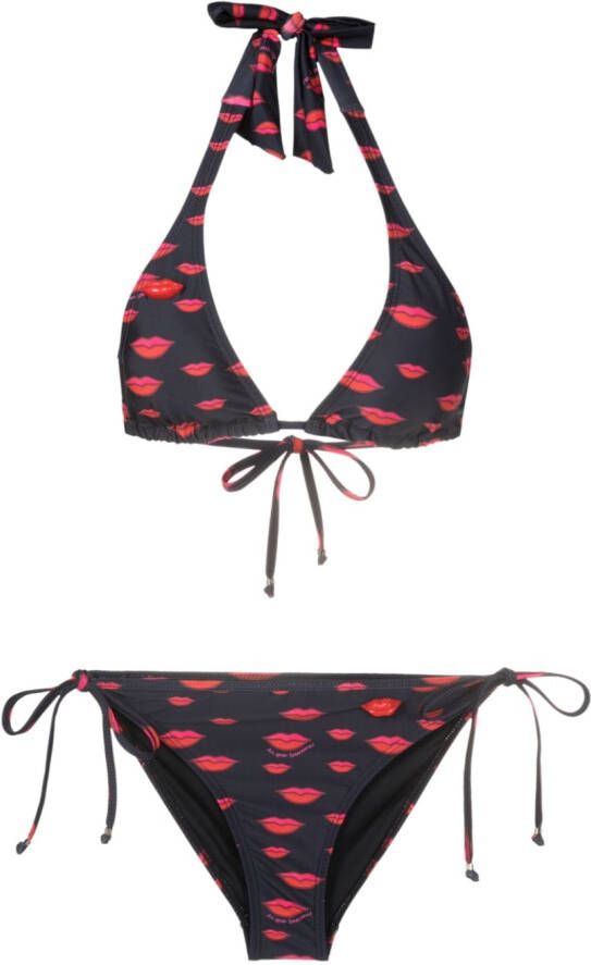 Amir Slama Bikini met all-over print Zwart
