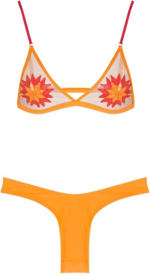 Amir Slama Bikini met borduurwerk Oranje