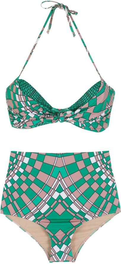 Amir Slama Bikini met geometrische print Groen