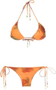 Amir Slama Bikini met roospatroon Oranje