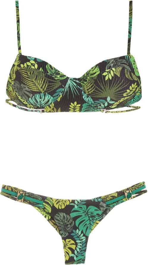 Amir Slama Bikini met tropisch print Groen