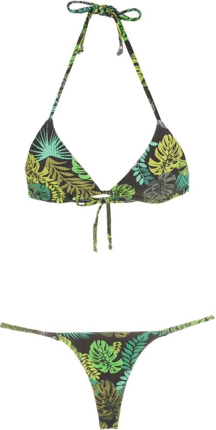 Amir Slama Bikini met tropische print Groen