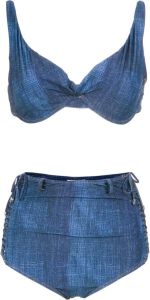 Amir Slama Bikini-set met hoge taille Blauw