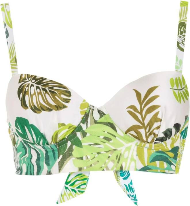 Amir Slama Bikinitop met palmblad print Groen