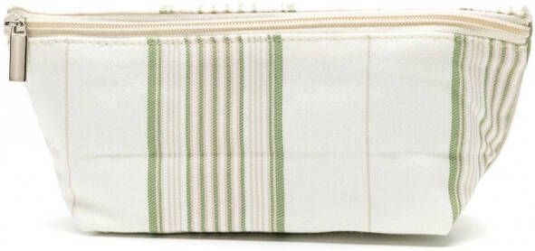 Amir Slama Gestreepte make-up tas Beige