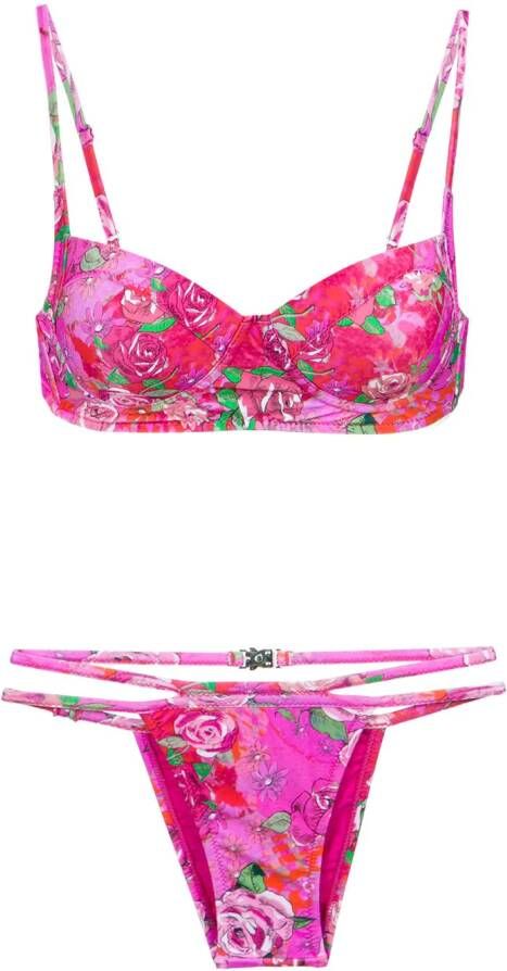 Amir Slama rose print bikini set Roze