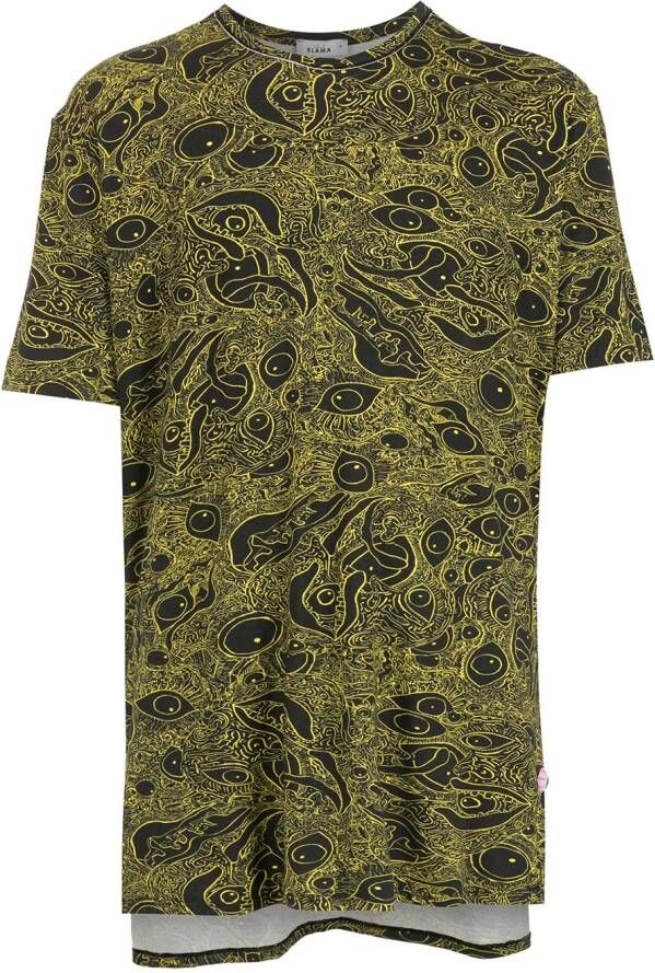 Amir Slama T-shirt met abstracte print Geel