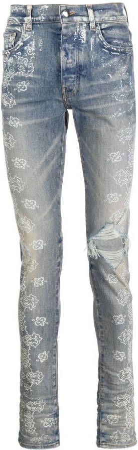 AMIRI Bleach Bandana jeans Blauw