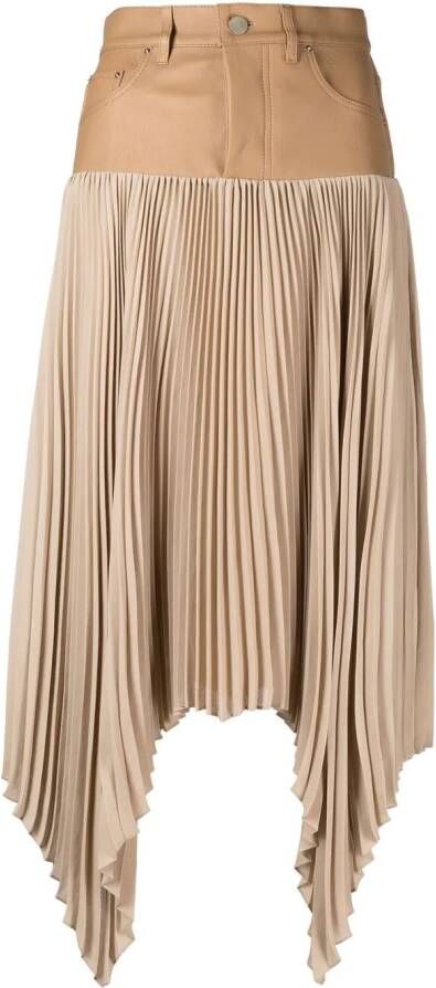 AMIRI Asymmetrische plooirok Beige