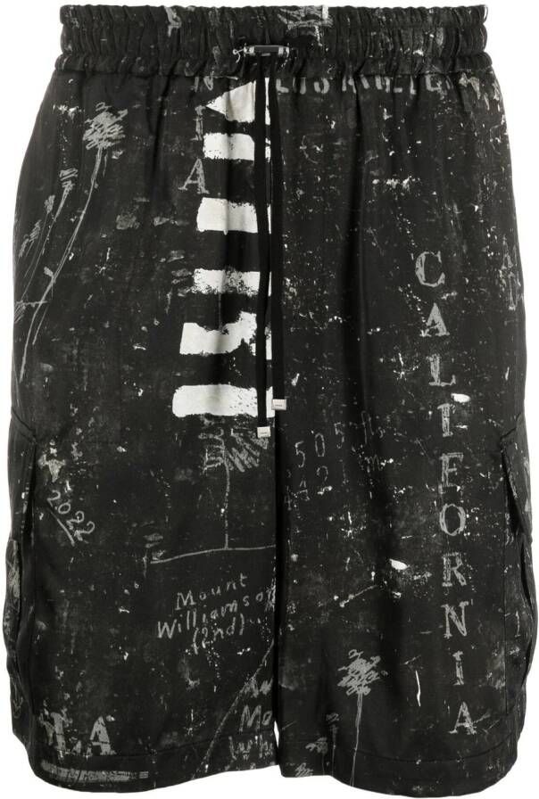 AMIRI Bermuda shorts met abstracte print Zwart