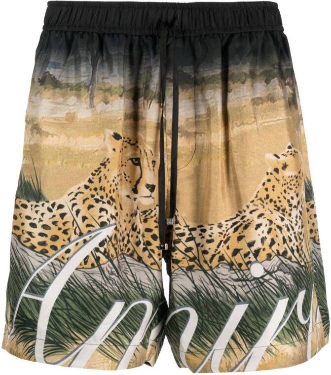 AMIRI Shorts met luipaardprint Beige