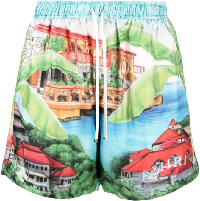 AMIRI Eden zijden shorts Blauw