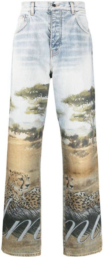 AMIRI Jeans met grafische print Blauw