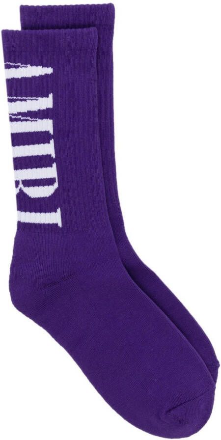 AMIRI intarsia-knit logo socks Paars
