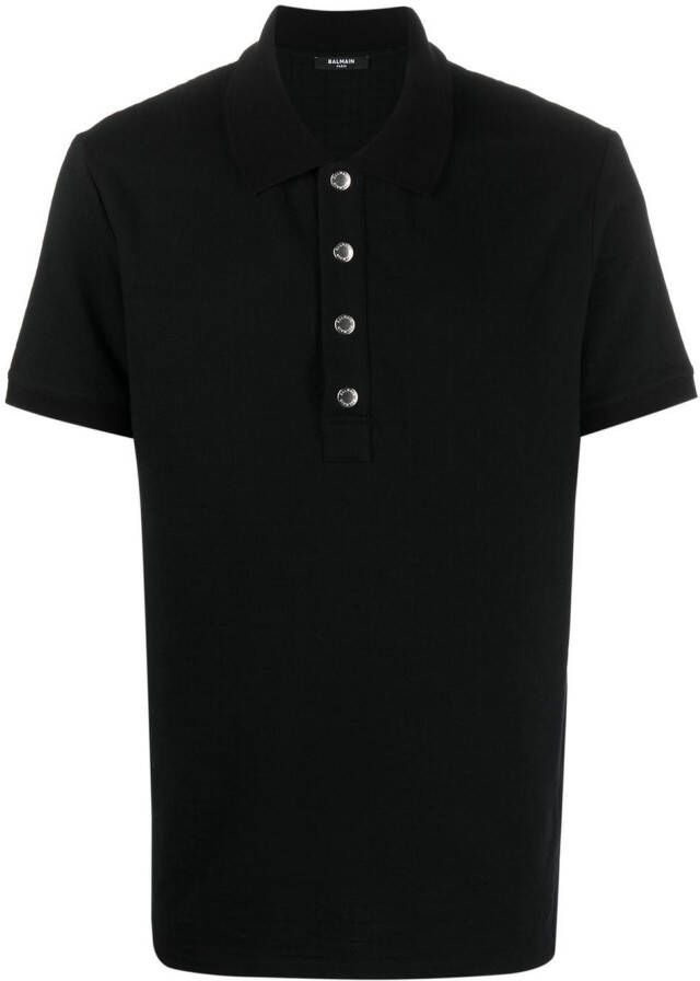 Balmain Poloshirt met jacquard logo Zwart