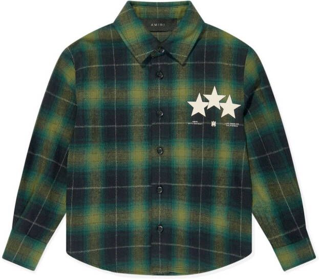 AMIRI KIDS Geruit shirt met sterrenprint Groen