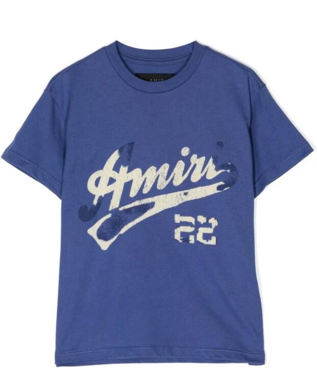 AMIRI KIDS T-shirt met logoprint Blauw