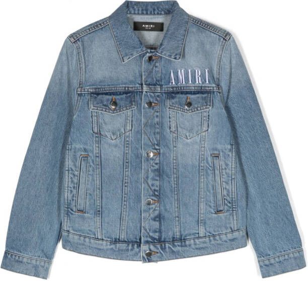 AMIRI KIDS Spijkerjack met logoprint Blauw