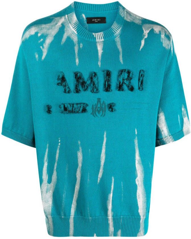 AMIRI T-shirt met geborduurd logo Blauw
