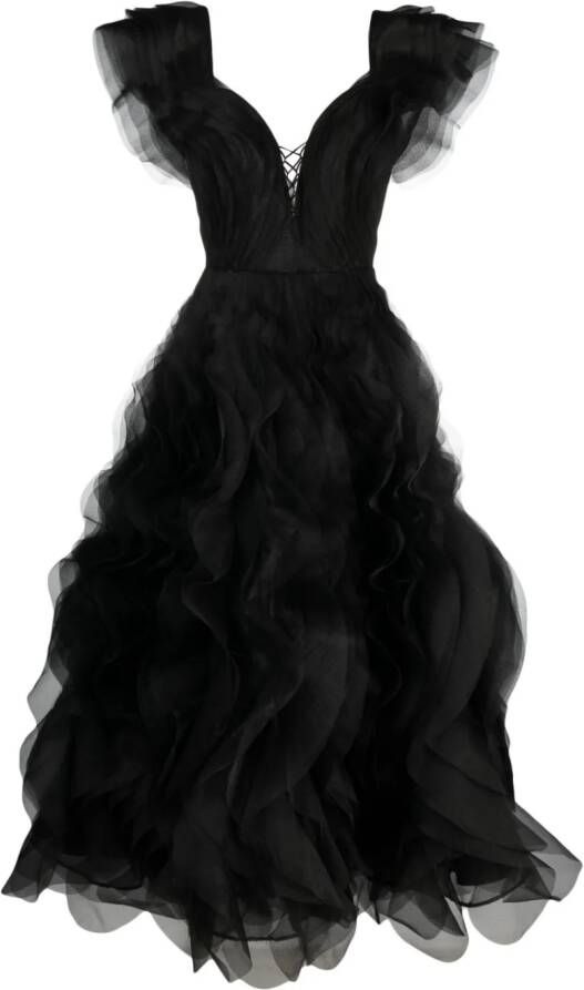 Ana Radu fully-ruffled maxi dress Zwart