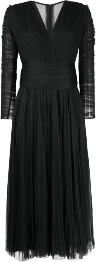Ana Radu Midi-jurk met V-hals Zwart