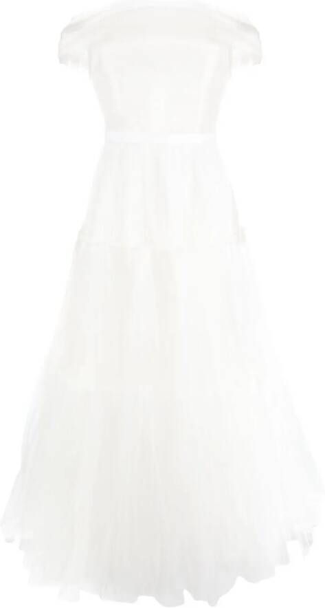 Ana Radu off-shoulder fluted maxi dress Wit