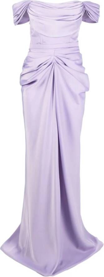 Ana Radu off-shoulder satin maxi dress Paars