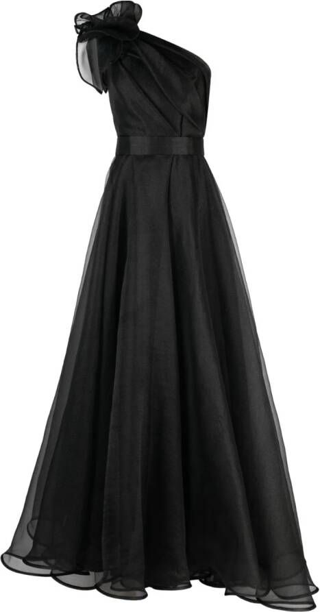 Ana Radu one-shoulder organza maxi dress Zwart