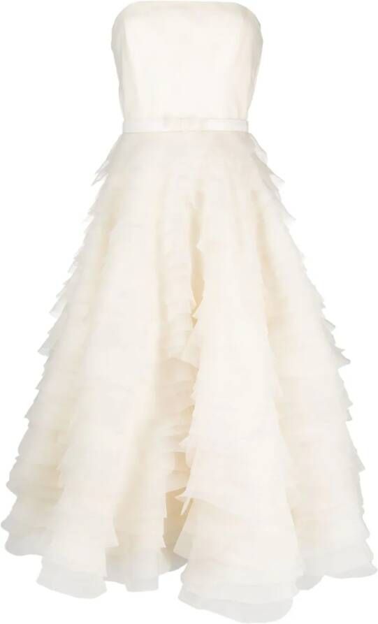 Ana Radu ruffled corset-style midi dress Wit