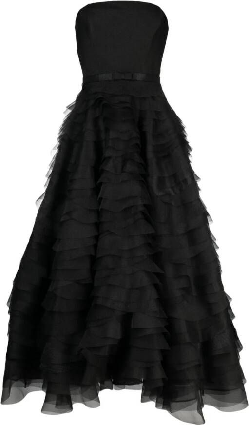 Ana Radu ruffled corset-style midi dress Zwart