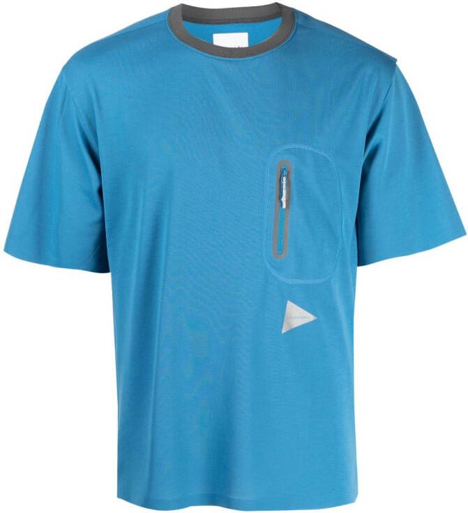 And Wander T-shirt met logoprint Blauw