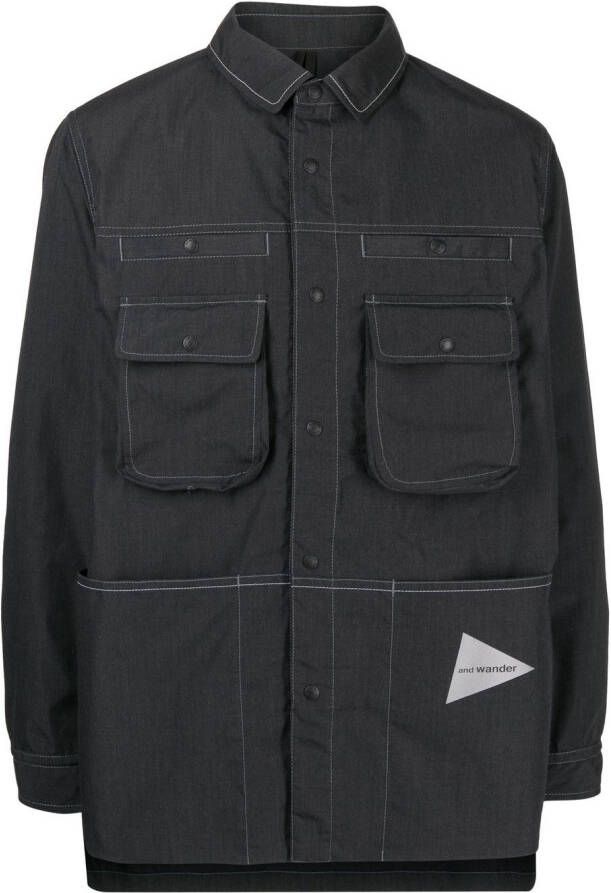 And Wander Shirtjack met logoprint Grijs