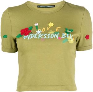 Andersson Bell T-shirt met geborduurd logo Groen