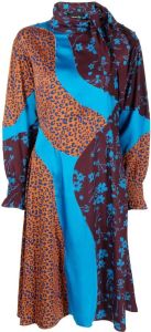 Andersson Bell Midi-jurk met luipaardprint Bruin