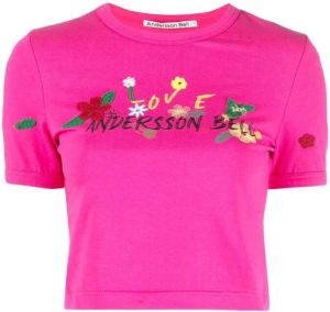 Andersson Bell T-shirt met geborduurd logo Roze