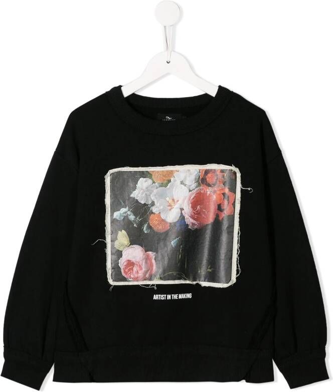 Andorine Sweater met bloemenprint Zwart
