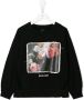 Andorine Sweater met bloe print Zwart - Thumbnail 1